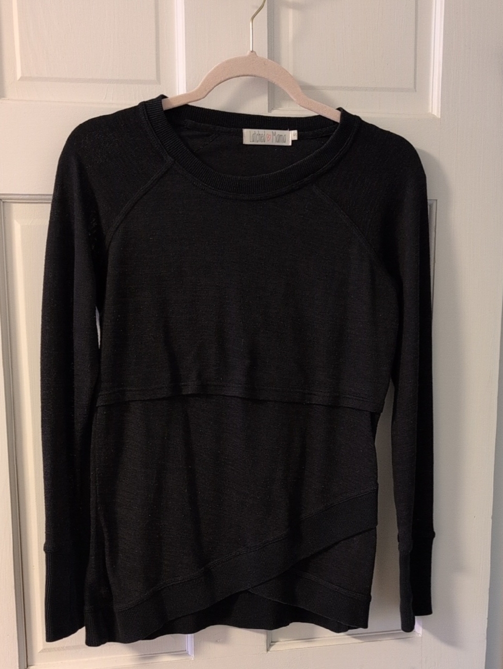3/$50 Latched Mama Black Crewneck Knit Top